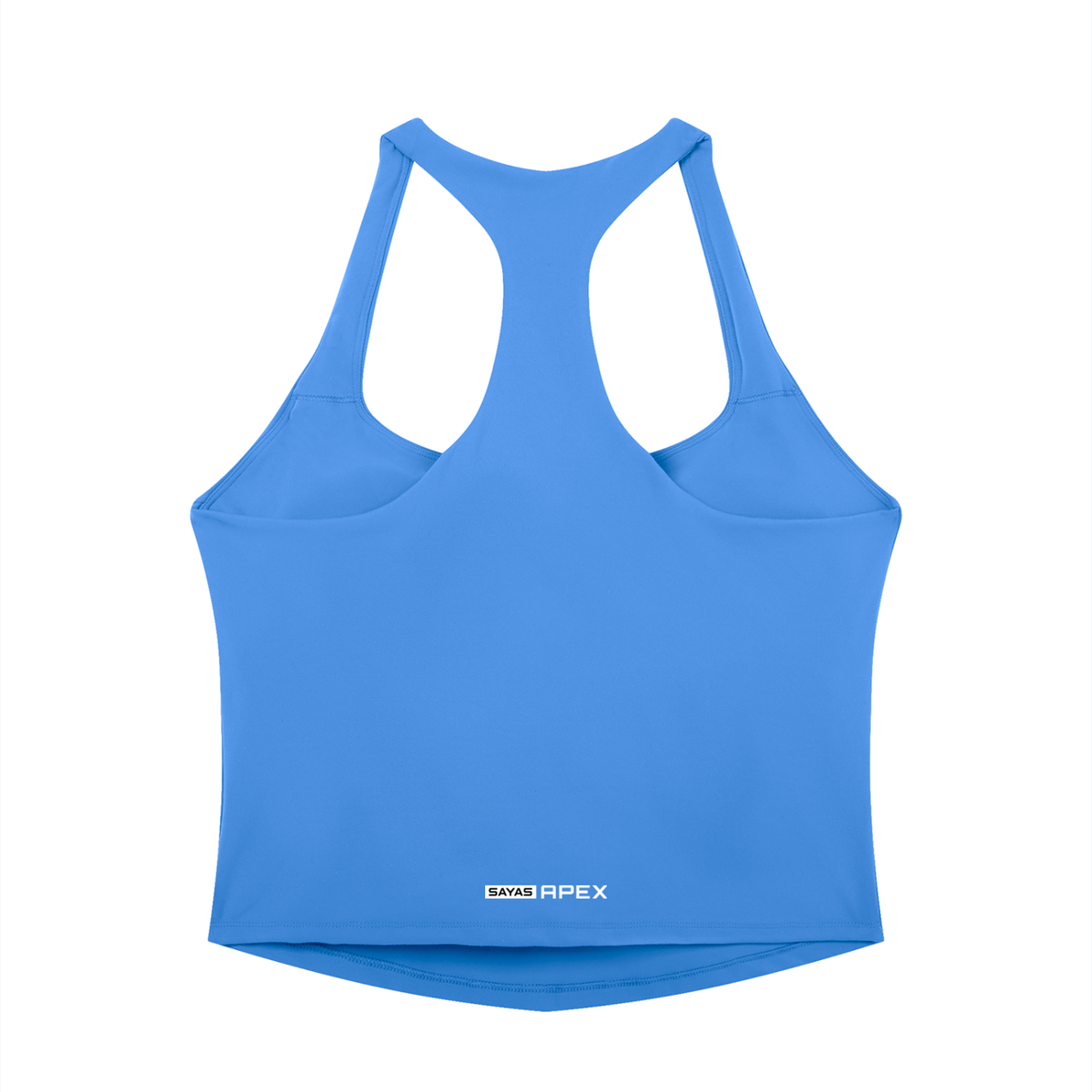 Sayas Apex women's pickleball tank top, tight fit in blue and black stretch knit, photo 5