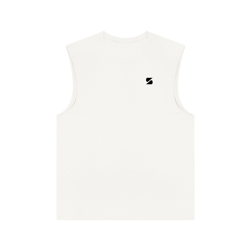 Sayas Apex men's pickleball tank top in white, soft cotton-modal sleeveless fit, photo 2