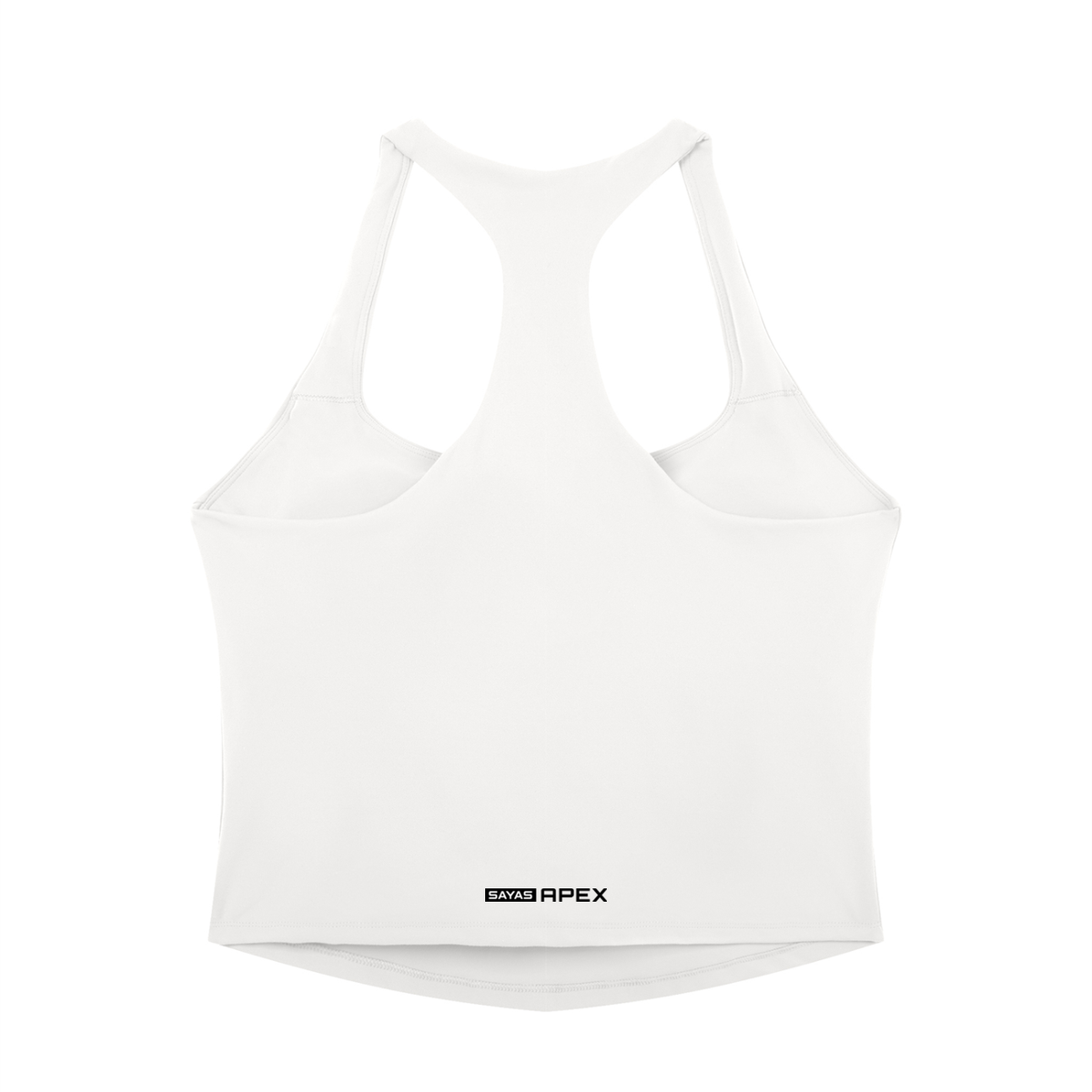 Sayas Apex women's pickleball tank top in white, tight fit stretch knit, photo 3