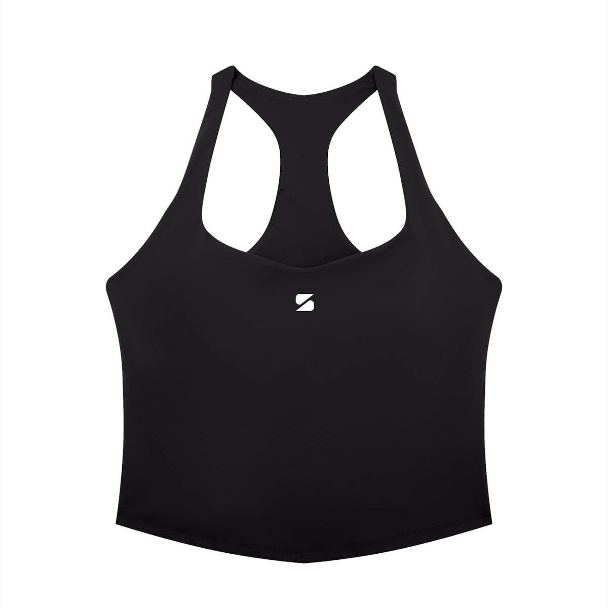 Sayas Apex women's pickleball tank top, tight fit in blue and black stretch knit, photo 2