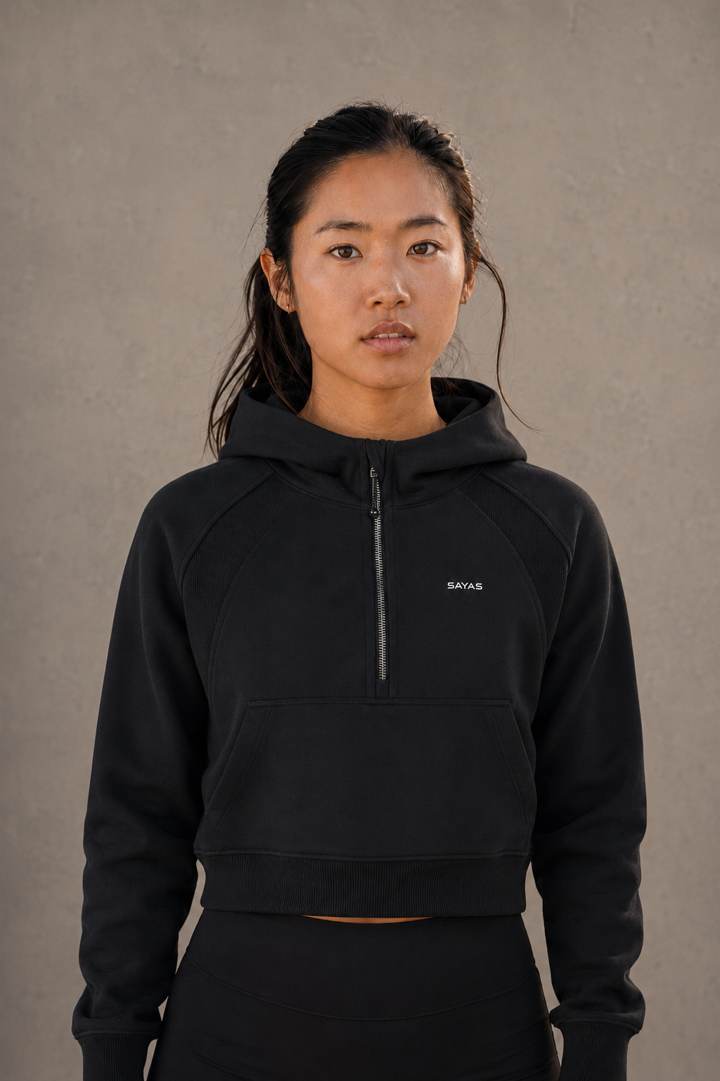Cropped Half-Zip Hoodie