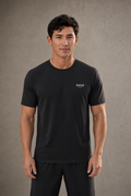 Sayas Apex men's pickleball shirt in black, raglan sleeve mesh performance tee