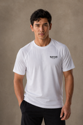 Sayas Apex men's pickleball shirt in white, raglan sleeve mesh performance tee
