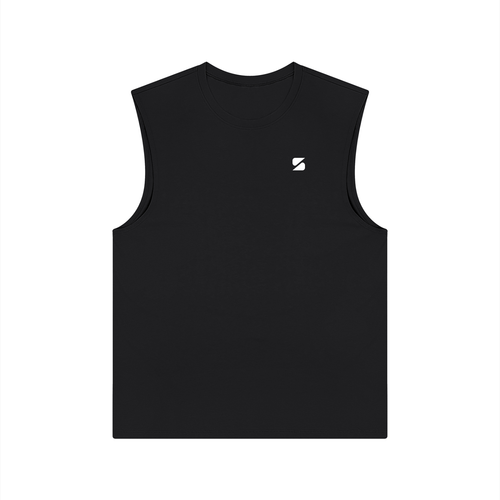 Sayas Apex men's pickleball tank top in black, soft cotton-modal sleeveless fit, photo 2